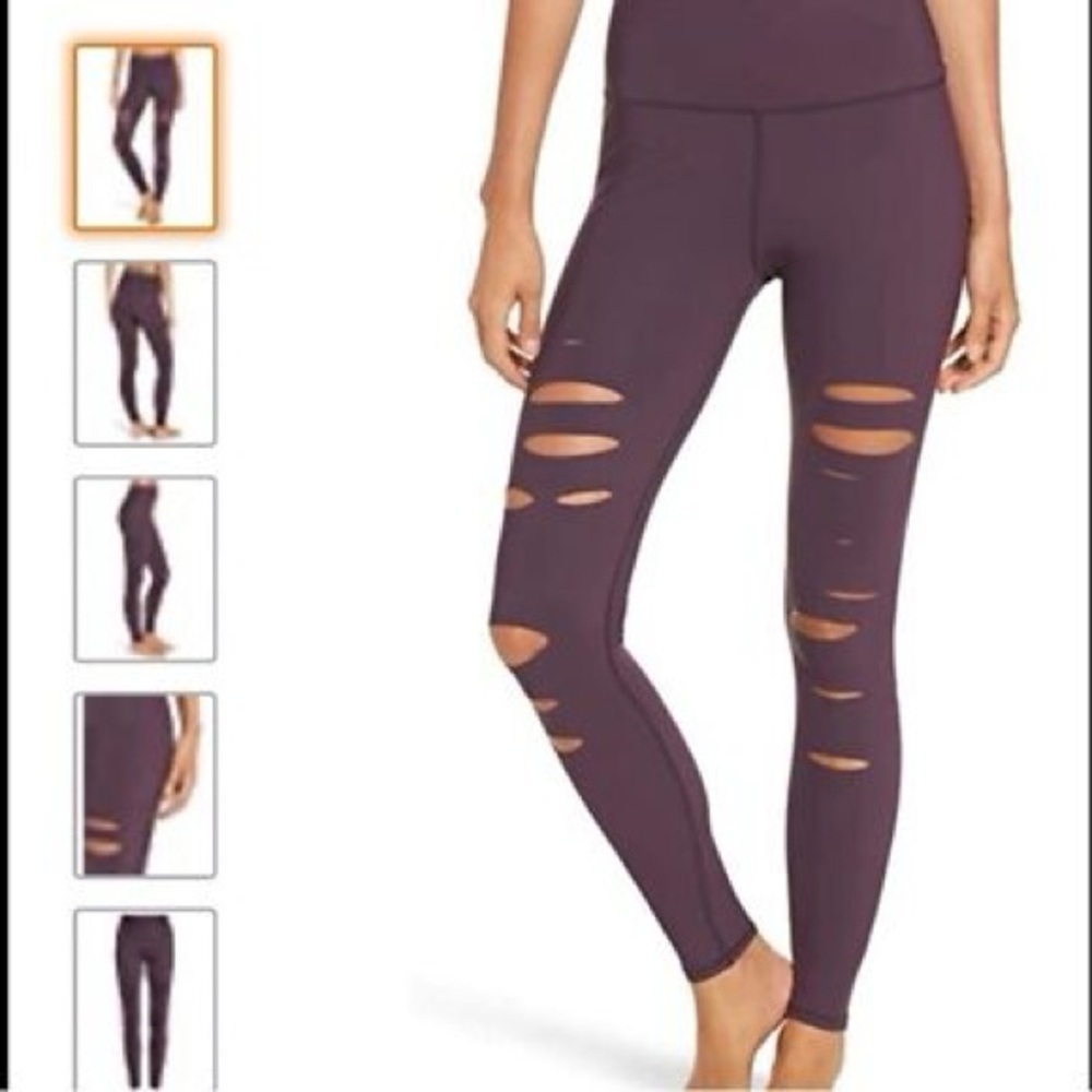 ALO Yoga Women's Purple Distressed Leggings